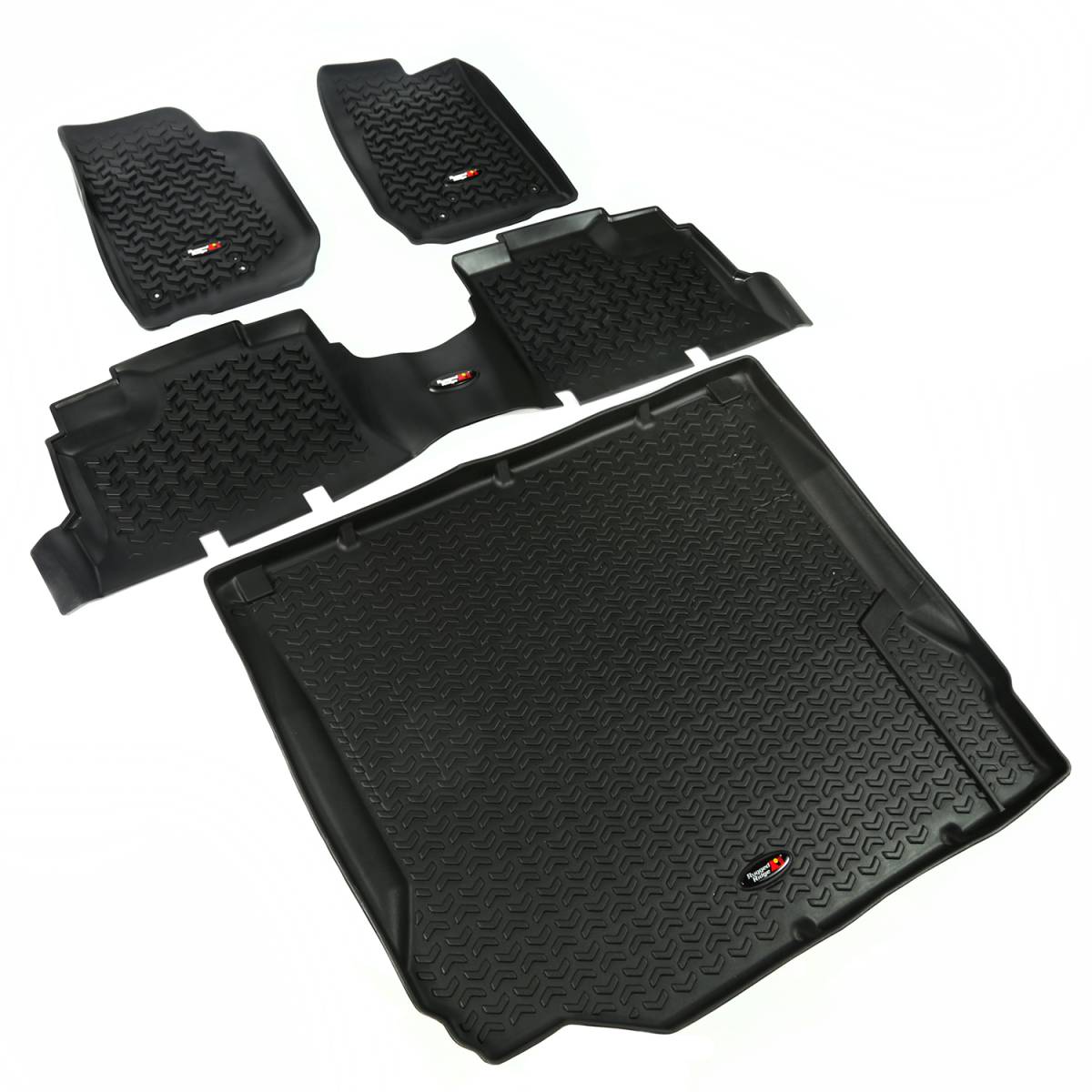 Rugged Ridge All Terrain Floor Liner Set, Black; 07-10 Jeep Wrangler JK, 4  Door # All Terrain Floor Liner Set, Black; 07-10 Jeep Wrangler JK,  4 Door | Nelson Truck