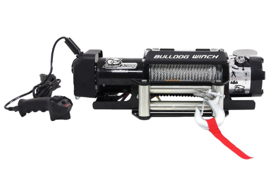 Bulldog Winch - Bulldog Winch 12000lb Trailer Winch, Wire Rope, Roller Fairlead (10039)