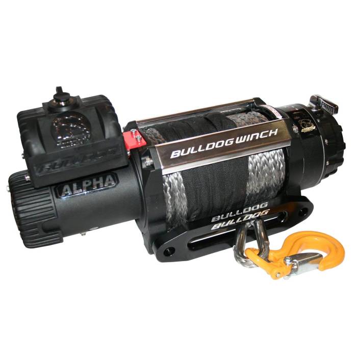 Bulldog Winch - Bulldog Winch 15000lb Alpha Truck Winch, Synthetic rope, hawse fairlead (10048)