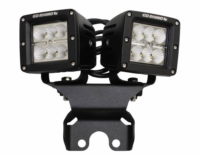 Go Rhino - Go Rhino - 599502T - Jeep Wrangler JL & JLU Hard Top Rear Light Mounts for two 3in x 3in LED Cubes