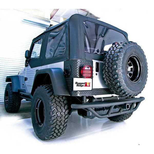 Rugged Ridge - RRC Rear Bumper, 2 Inch Receiver Hitch; 87-06 Jeep Wrangler YJ/TJ