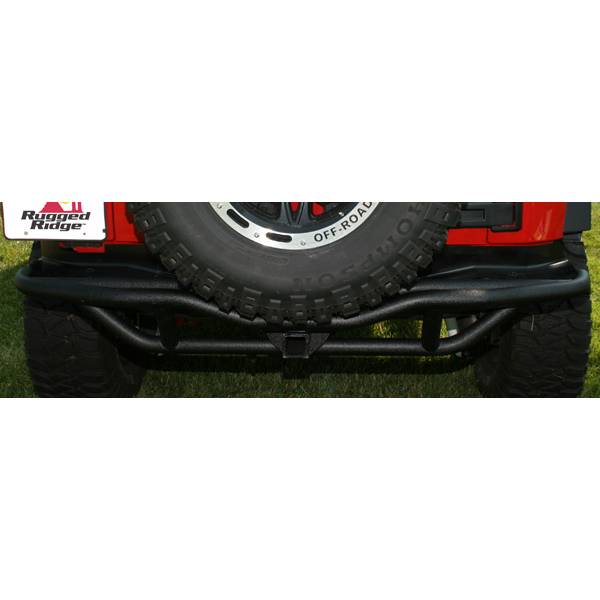 Rugged Ridge - RRC Rear Bumper, 2 Inch Receiver Hitch; 07-16 Jeep Wrangler JK