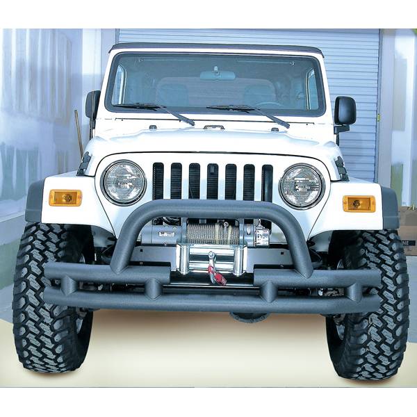 Rugged Ridge - Double Tube Front Winch Bumper with Hoop, 3 Inch; 76-06 Jeep Models