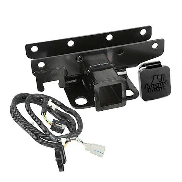 Rugged Ridge - Receiver Hitch Kit, Wire Harness, Rugged Ridge Logo; 07-16 Wrangler