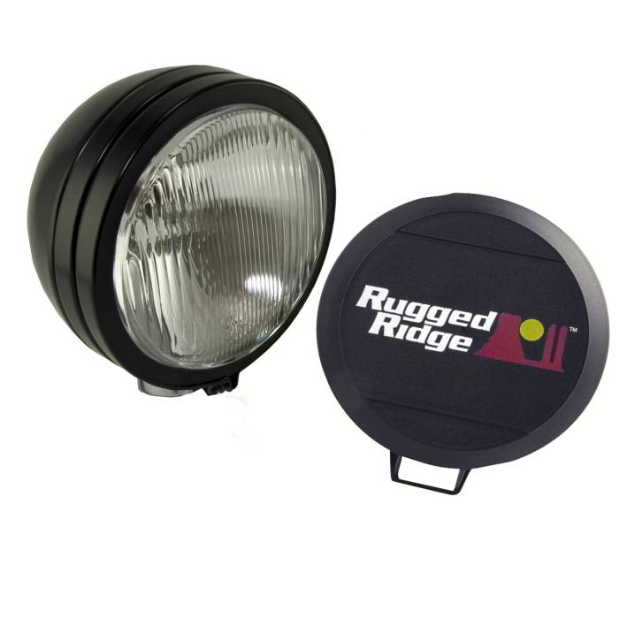 Rugged Ridge - 6 Inch Round HID Off Road Fog Light, Black Steel Housing