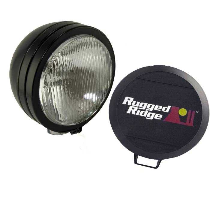 Rugged Ridge - 5 Inch Round HID Off Road Fog Light Kit, Black Steel Housing