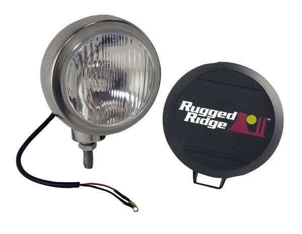 Rugged Ridge - 6 Inch Round HID Off Road Fog Light, Stainless Steel Housing