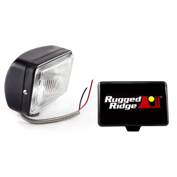 Rugged Ridge - 5 Inch x 7 Inch Halogen Fog Light Kit, Black Steel Housing