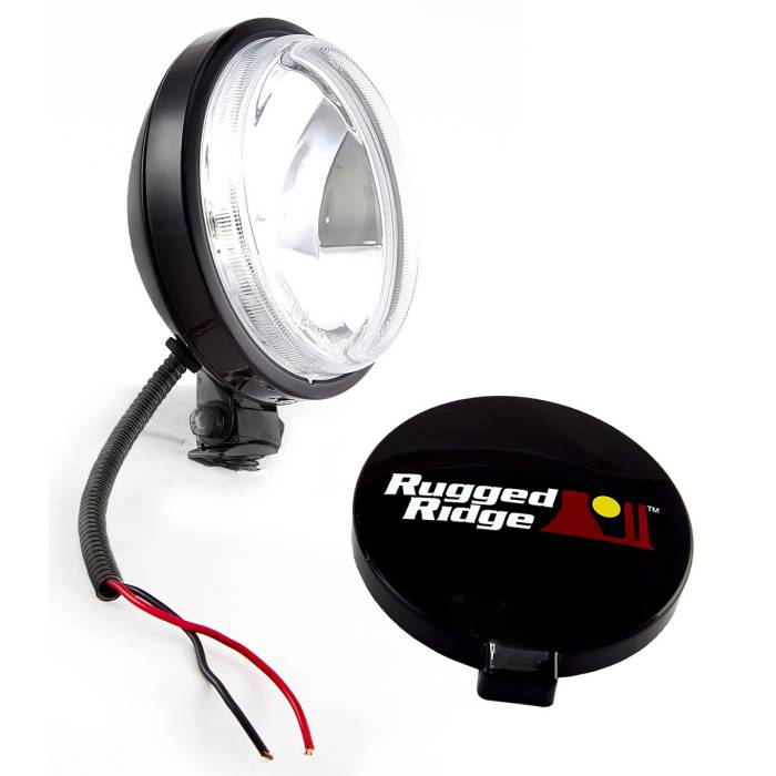 Rugged Ridge - 6 Inch Slim Halogen Light, Black Steel Housing