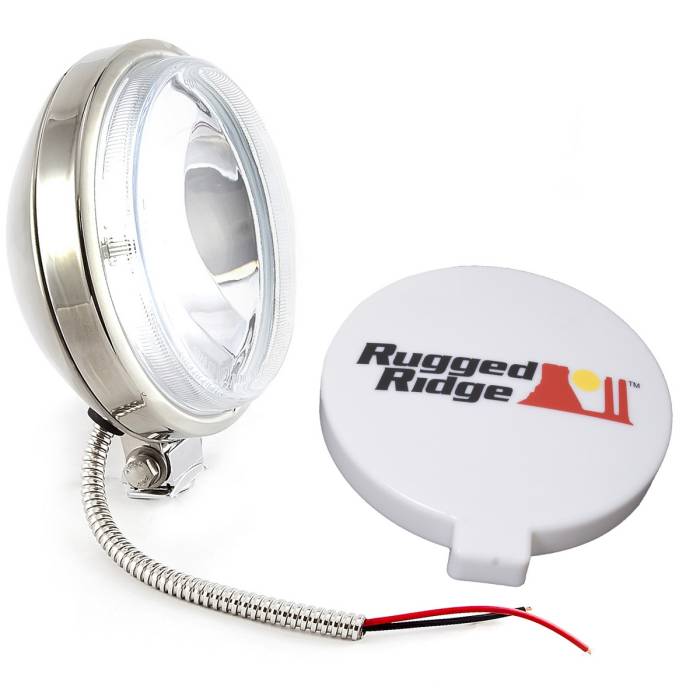 Rugged Ridge - 6 Inch Slim Halogen Fog Light Kit, Stainless Steel Housing