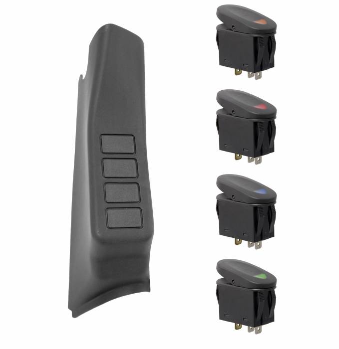 Rugged Ridge - A-Pillar 4 Switch Pod Kit, Black, RHD; 07-10 Jeep Wrangler JK