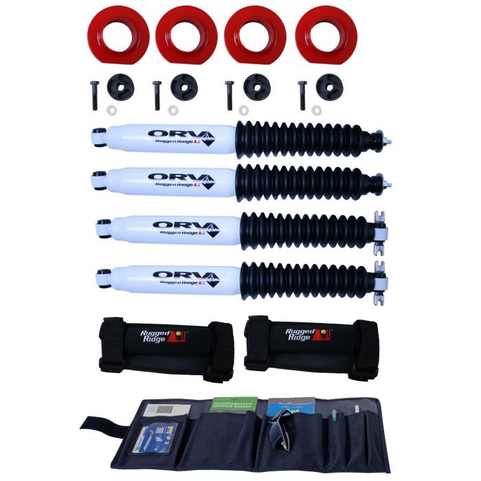 Rugged Ridge - 2 Inch Coil Spacer Kit with Shocks; 97-06 Jeep Wrangler TJ