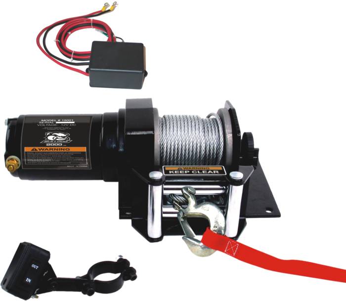 Bulldog Winch - Bulldog Winch 2000lb ATV Winch with Mini-Rocker Switch, Mounting Channel, Roller Fairlead (15001)