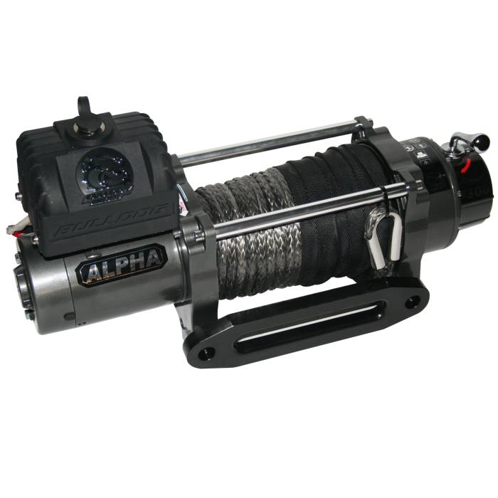 Bulldog Winch - Bulldog Winch 9300lb Alpha Series w/6.0hp Series Wound, 100ft Synthetic Rope, Alum Frld (10019)