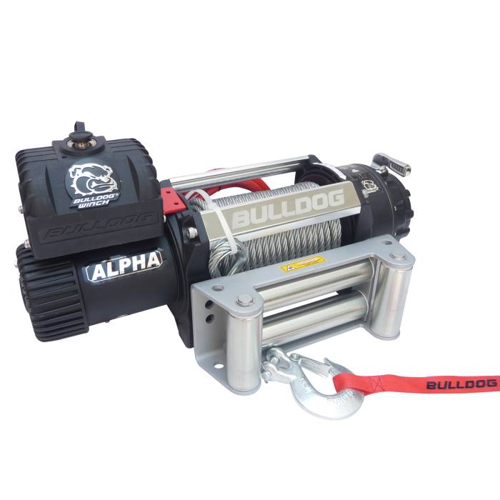 Bulldog Winch - Bulldog Winch 12500lb Alpha Series winch, 90ft wire rope, Roller Fairlead (10027)