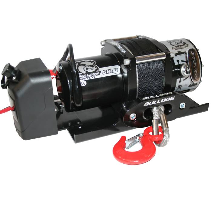 Bulldog Winch - Bulldog Winch 5800lb Trailer Winch, 50' Syn Rope, Hawse Fairlead, Mnt Plate, Low Profile (10030)