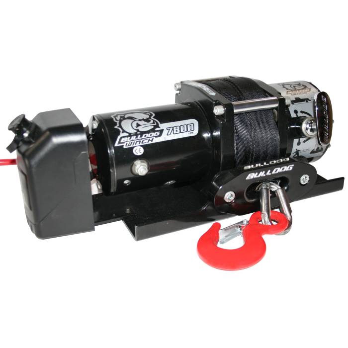 Bulldog Winch - Bulldog Winch 7800lb Trailer Winch, 50' Syn Rope, Hawse Fairlead, Mnt Plate, Low Profile (10032)