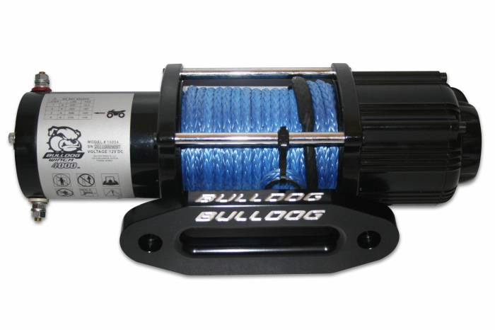 Bulldog Winch - Bulldog Winch 4000lb UTV Winch, lng drm, 50ft Syn Rope, Alu Hse Fairlead, mnt chnl, 2 switches (15012)