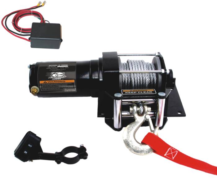 Bulldog Winch - Bulldog Winch 3000lb ATV Winch with Mini-Rocker Switch, Mounting Channel, Roller Fairlead (15002)