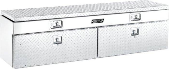 ProTech - ProTech Contractor Box; Single Diamond Plate Aluminum Lid; Dual, 0.105 Diamond Plate Aluminum Drop-Down Doors (54-7860)