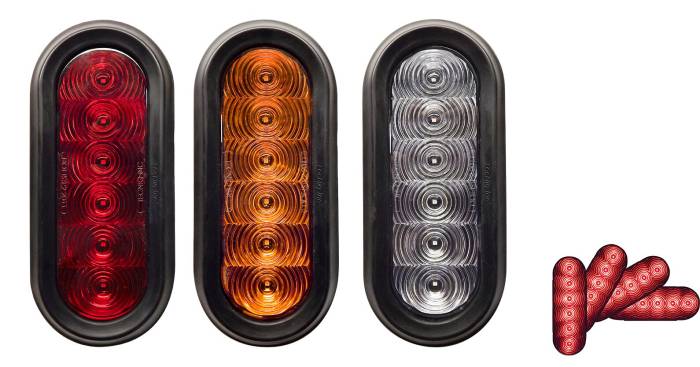 TecNiq - TecNiq 6" Oval 6 LED Turn Grommet Mount Amber Lens Amp Connector (T66-AA0A-1)