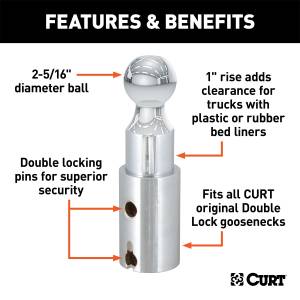 CURT - CURT Double Lock Gooseneck Riser Ball 60603 - Image 2