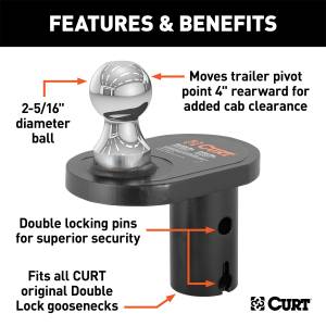 CURT - CURT Double Lock Gooseneck Extension Ball 60602 - Image 2