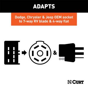 CURT - CURT 7-Way Round RV To 4-Way Flat Adapter 57100 - Image 3