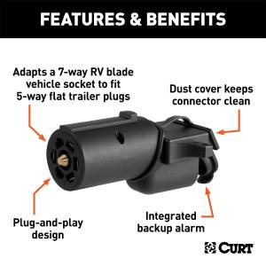 CURT - CURT 7-Way Round RV To 5-Way Flat Adapter 57725 - Image 2