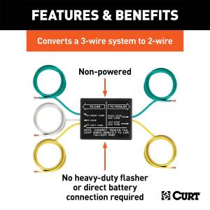 CURT - CURT Non-Powered 3-to-2-Wire Taillight Converter 58240 - Image 2