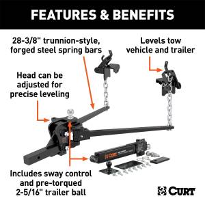 CURT - CURT Weight Distributing Hitch Trunion Bar 17322 - Image 3