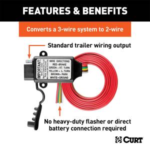 CURT - CURT Non-Powered 3-to-2-Wire Taillight Converter 55179 - Image 2