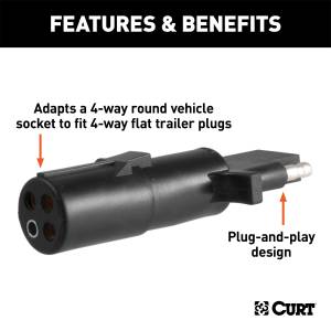 CURT - CURT 4-Way Round To 4-Way Flat Wiring Adapter 58414 - Image 2