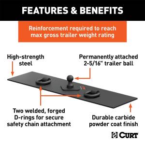 CURT - CURT Gooseneck Hitch Flat Hitch Plate 65500 - Image 3