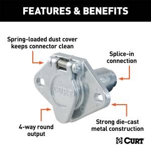 CURT - CURT 4-Way Round Connector Socket 58070 - Image 2