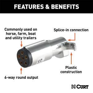 CURT - CURT 6-Way Round Connector Plug 58120 - Image 2