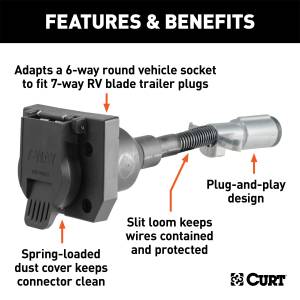 CURT - CURT 6-Way Plug To 7-Way Socket Wiring Adapter 57667 - Image 2