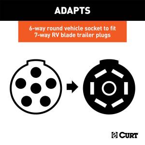 CURT - CURT 6-Way Plug To 7-Way Socket Wiring Adapter 57667 - Image 3