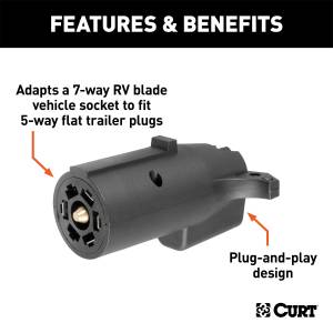 CURT - CURT 7-Way Round RV To 5-Way Flat Adapter 57250 - Image 2