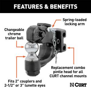 CURT - CURT Channel Style Forged Pintle With Ball 45919 - Image 3