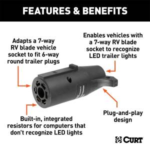 CURT - CURT 7-Way LED Trailer Light Adapter 57005 - Image 2