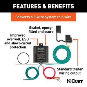 CURT - CURT Powered 3-To-2-Wire Taillight Converter 56496 - Image 3