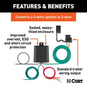 CURT - CURT Powered 3-To-2-Wire Taillight Converter 59496 - Image 4