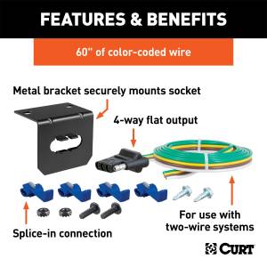 CURT - CURT 4-Way Flat Connector Plug and Socket Kit 58345 - Image 2