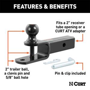 CURT - CURT 3 In 1 ATV Ball Mount 45009 - Image 2