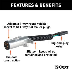 CURT - CURT 4-Way Round To 4-Way Flat Wiring Adapter 57444 - Image 2