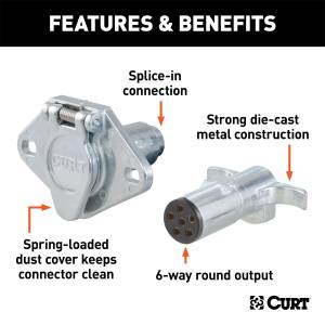 CURT - CURT 6-Way Round Connector Plug and Socket 58092 - Image 2