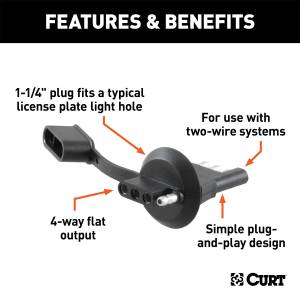 CURT - CURT 4-Way Flat License Plate Light Plug Adapter 58404 - Image 2