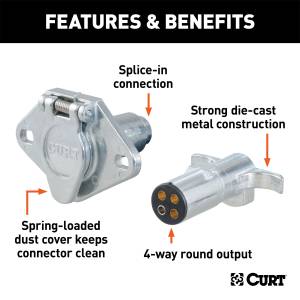 CURT - CURT 4-Way Round Connector Plug and Socket 58671 - Image 2