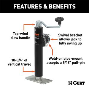 CURT - CURT Pipe Mount Swivel Jack 28320 - Image 2